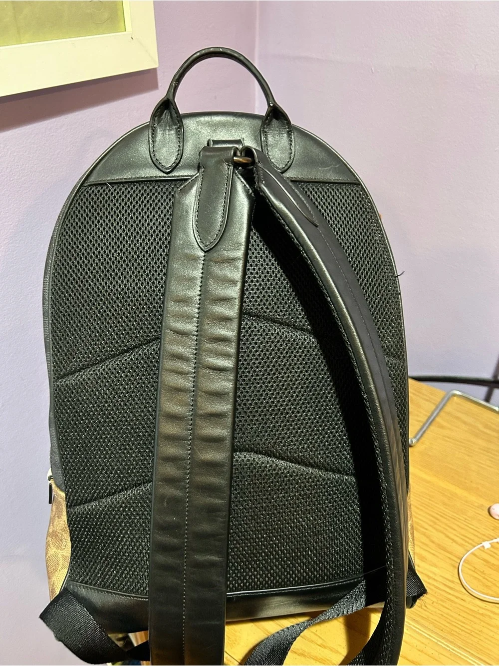 Coach Signature Metropolitan Canvas Leather Backpack in Brown/Black Unisex